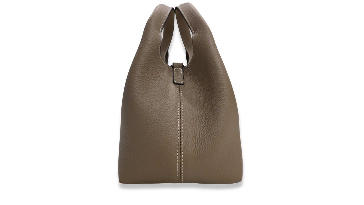 Taupe Sculpted Top Handle Bag