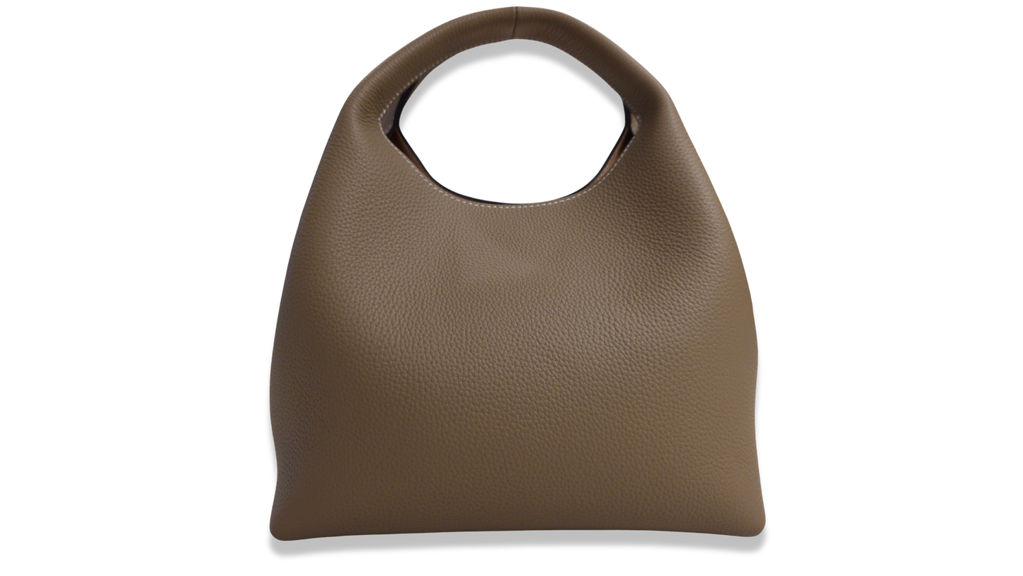 Taupe Sculpted Top Handle Bag