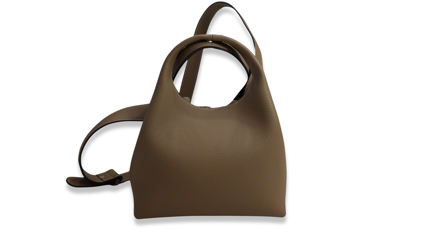 Taupe Sculpted Top Handle Bag